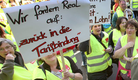 Bereits 2015 protestierten Real-Beschäftigte gegen die Tariffluc...