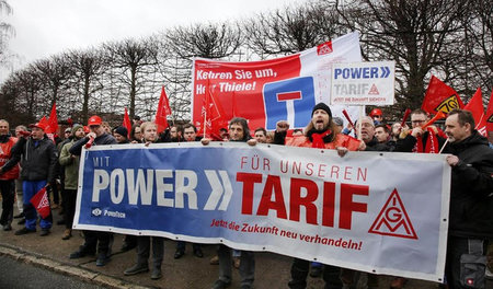Wollen sich die Tarifflucht nicht gefallen lassen: Protest der I...