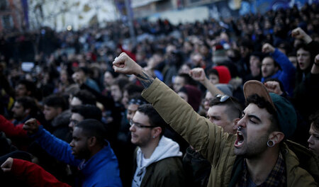 Protest nach dem Tod eines Straßenhändlers am Freitag in Madrid