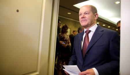 Finanzminister Olaf Scholz (SPD) bei der G-20-Konferenz in Argen...