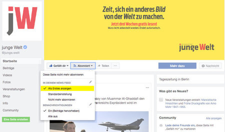 Ganz ohne »Community Manager«: jW bei Facebook