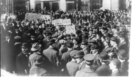 In der IWW organisierte Arbeiter demonstrieren in New York (11. ...