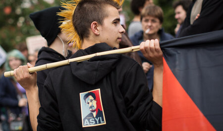 Ein Aktivist des »Blockupy«-Bündnisses fordert Asyl in Deutschla...