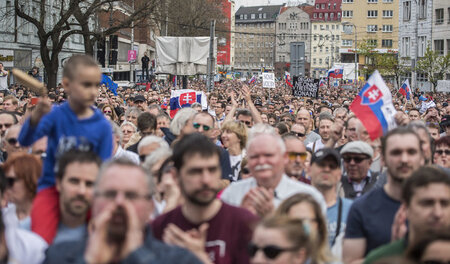 Die Demonstrationen in Bratislava hatten sich in den letzten tag...