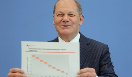Bundesfinanzminister Scholz am Mittwoch in Berlin bei der Vorste...