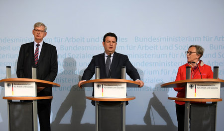 Minister Heil (SPD) am Mittwoch bei der Vorstellung der neuen Ko...