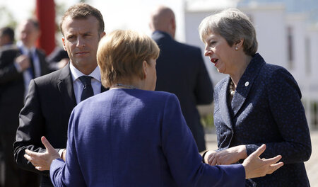 Gemeinsam gegen Trump: Bundeskanzlerin Angela Merkel im Gespräch...