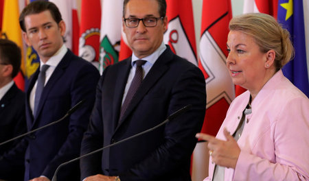 Österreichs Kanzler Sebastian Kurz (ÖVP), Vizekanzler Heinz-Chri...