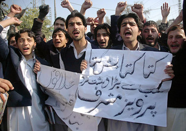 Antikriegsprotest am Freitag im pakistanischen Peschawar