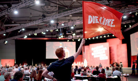 Parteitagsszene am Freitag zum Auftakt in Leipzig