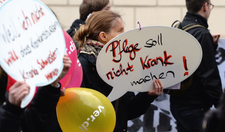 Warnstreik von Pflegekräften an der Berliner Charité im März 201...
