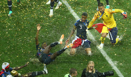 Les Bleus hatten allen Grund zum Jubeln und Feiern und Späßemach...