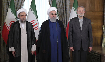 Teheran, 14. Juli: Irans Präsident Hassan Rohani nach einem Tref...