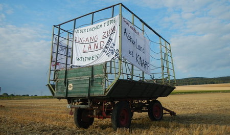 Bauern plazierten am Mittwoch auf dem Gelände, auf dem das Logis... Bauern plazierten am Mittwoch auf dem Gelände, auf dem das Logis...