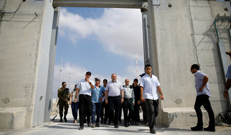 Avigdor Lieberman am 22. Juli am Grenzübergang Kerem Shalom