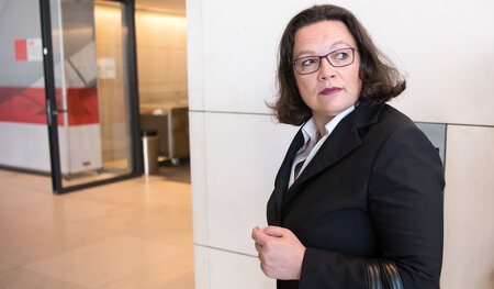 Blick zurück: Als Arbeitsministerin hat Andrea Nahles (SPD) die ... Blick zurück: Als Arbeitsministerin hat Andrea Nahles (SPD) die ...