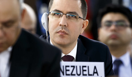 Venezuelas Außenminister Jorge Arreaza am Montag in Genf Venezuelas Außenminister Jorge Arreaza am Montag in Genf