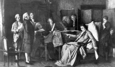 Mozart vor seinem Tod, Gemälde von Munkacay