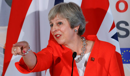 Theresa May am Donnerstag während des EU-Gipfels in Salzburg