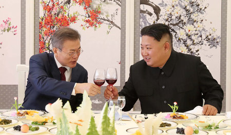 Entspannungspolitik mit Rotwein: Der südkoreanische Präsident Mo...