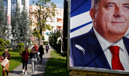 Wahlplakat für Milorad Dodik in Banja Luka, der Hauptstadt der R...