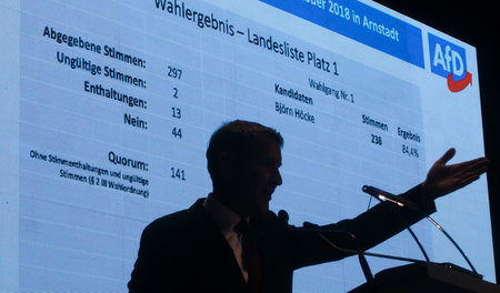 Björn Höcke am Samstag beim Thüringer Landesparteitag der AfD Björn Höcke am Samstag beim Thüringer Landesparteitag der AfD