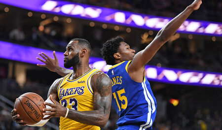 In full effect: LeBron James von den Lakers (links) und Damian J... In full effect: LeBron James von den Lakers (links) und Damian J...