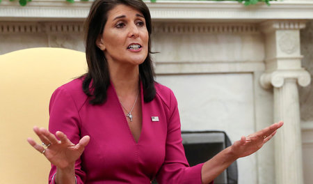 Die US-amerikanische UN-Botschafterin »Nikki« Haley, hier im Wei...