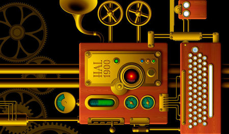 Illustration eines fiktiven Steampunk-Computers