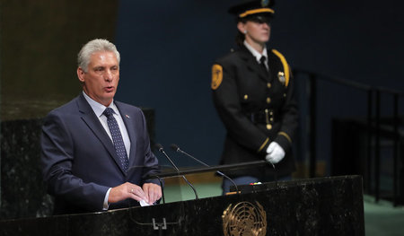 Kubas Präsident Miguel Diaz-Canel in der UN-Vollversammlung im S...