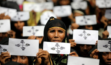 Protest von Rohingya-Flüchtlingen in Cox's Bazar, Bangladesch (2...