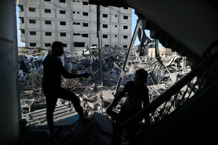 Zerstörter Fernsehsender: Ruine des Gebäudes von Al-Aksa TV in G...
