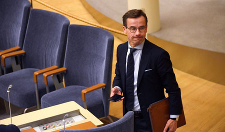 Der Chef der konservativen Moderaten, Ulf Kristersson, nach sein...