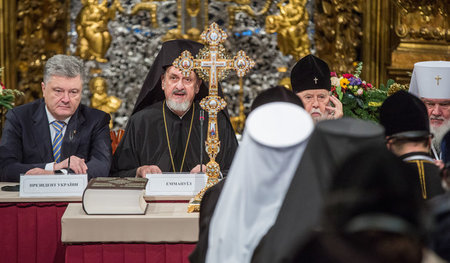 Der ukrainische Präsident Petro Poroschenko und Kirchenführer am...