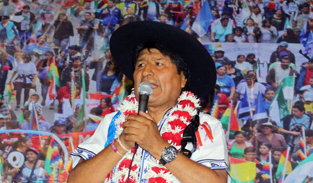 Populärer Politiker: Boliviens Präsident Evo Morales bei einer W...