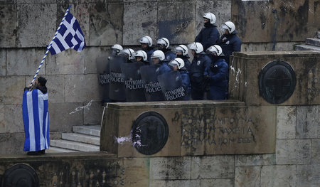 Protest gegen das Prespa-Abkommen am Freitag vor dem griechische...