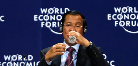 Kambodschas Ministerpräsident Hun Sen während einer Pressekonfer