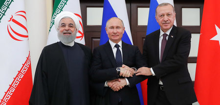 Syriens Zukunft planen: Irans Präsident Hassan Rohani, Russlands...