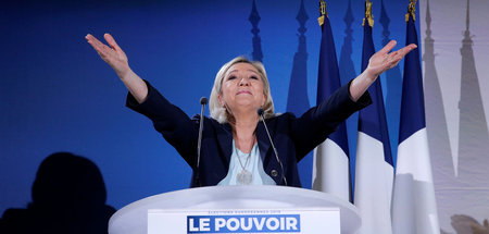 Neofaschistisches Selbstbewusstsein: Marine Le Pen bei einem Tre...