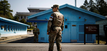 US-Soldaten am 18. April 2018 an der Grenze zwischen Süd- und No...
