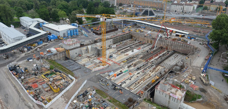 Die Baugrube für den künftigen Stuttgarter Hauptbahnhof am 19. M...