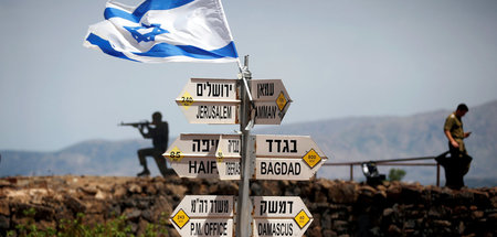 Israelische Soldaten am 10. Mai 2018 auf den besetzten Golanhöhe...