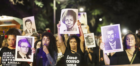 Mit Fotos von Opfern der Militärdiktatur wurde in São Paulo gege...
