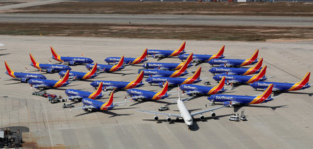 Am Boden. Maschinen des Typs Boeing 737 MAX 8 am Flughafen Victo