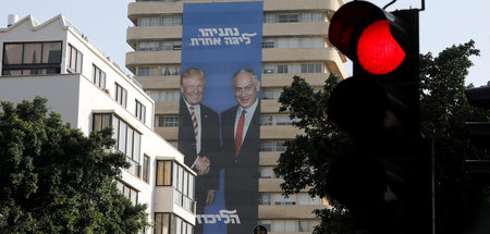 Mit Trumps Hilfe: Wahlplakat in Tel Aviv (8.4.2019)
