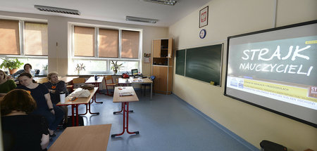 Streiklokal Lehrerzimmer: Grundschule Nr. 68 in Warschau am Mont...