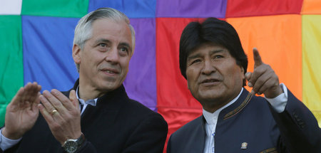 Boliviens Vizepräsident Álvaro García Linera (l.) und Staatschef...