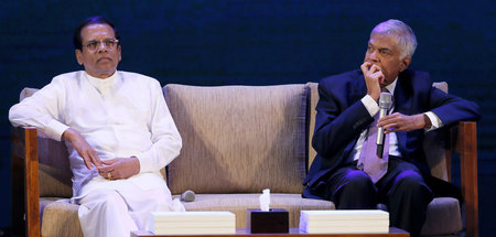 Gespaltene Lager: Sri Lankas Premierminister Ranil Wickremesingh...