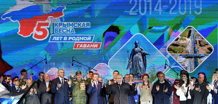 Wladimir Putin am 18. März in Simferopol bei den Feiern zum fünf...