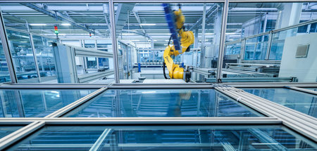 Werkhalle ohne Menschen in der Heckert Solar GmbH in Chemnitz
